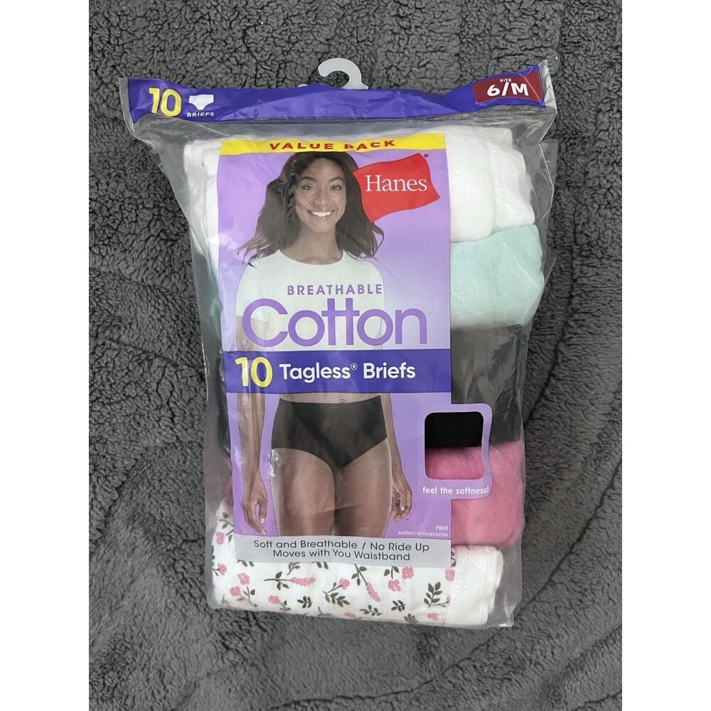New 10 Pack Women’s Hanes Brief Underwear Size 6/Medium